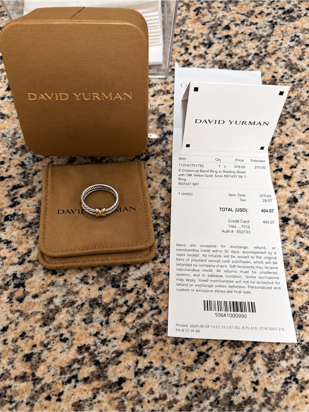 David Yurman Two-Tone Cable Ring in Silver with Gold Accent